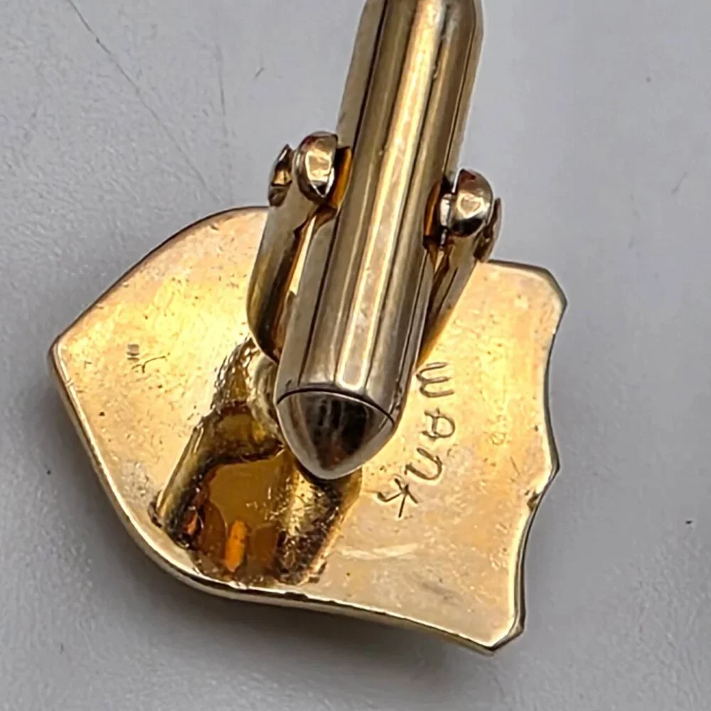 Swank Gold Tone Cufflinks Tie Bar Set Shriner Masonic Crescent Star Vintage